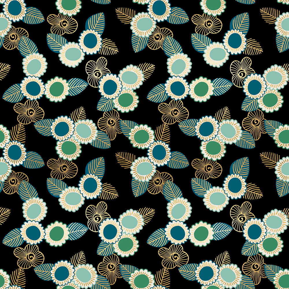 Ruby Star Society, Purl RS2036-15M Embroidered Flower Black puuvillakangas