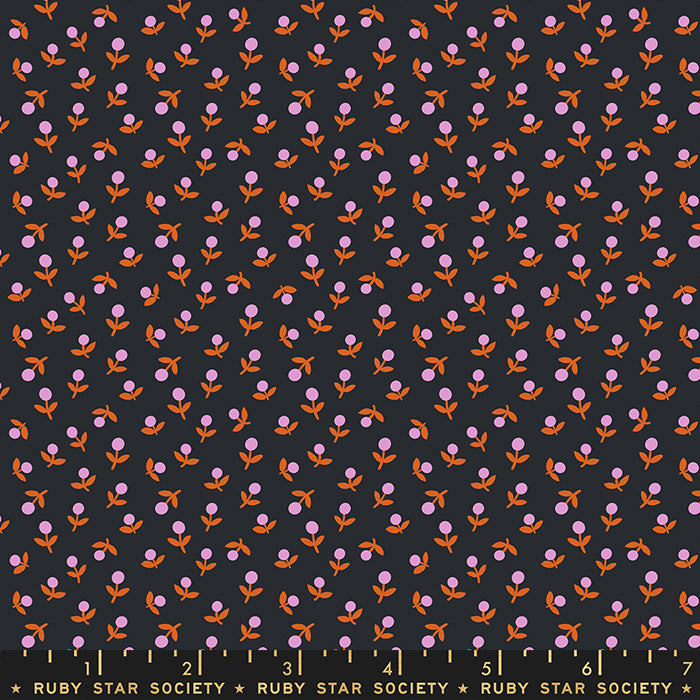 Ruby Star Society - Meadow Star Sprout Soft Black RS4103-15 puuvillakangas