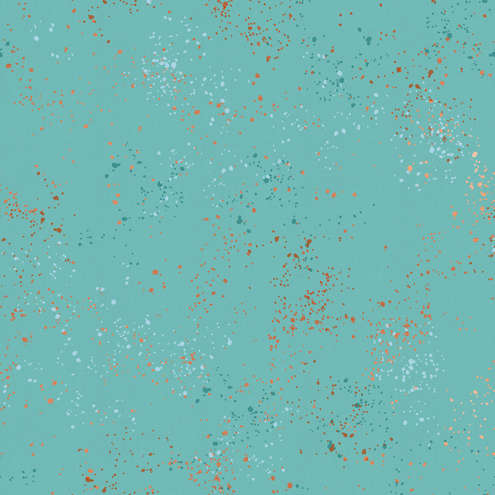 Ruby Star Society - Speckled RS5027-72M Turquoise metaillinen puuvillakangas maaliroiske-tekstuurilla, suunniteltu Rashida Coleman-Halen toimesta.