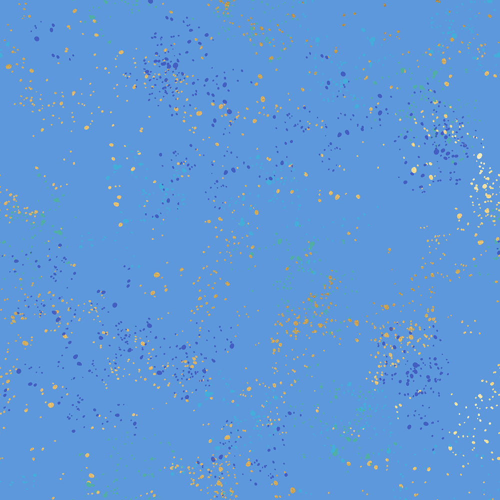 Ruby Star Society - Speckled RS5027-127M Lindley Blue metaillinen puuvillakangas maaliroiske-tekstuurilla, suunniteltu Rashida Coleman-Halen toimesta.