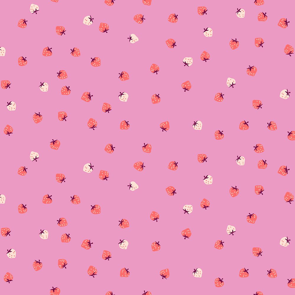 Moderni mansikkakuvioinen puuvillakangas tilkkutöihin, Ruby Star Society