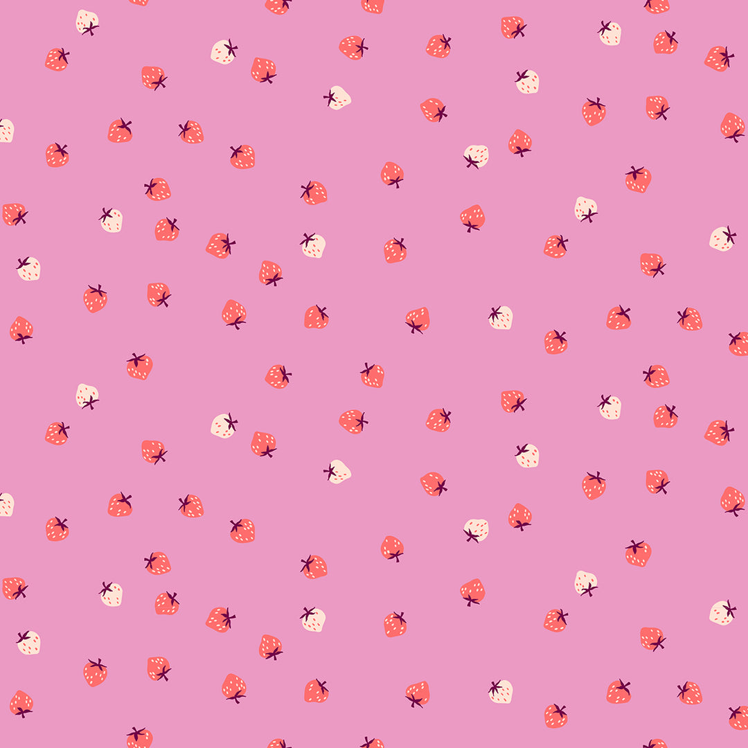 Moderni mansikkakuvioinen puuvillakangas tilkkutöihin, Ruby Star Society