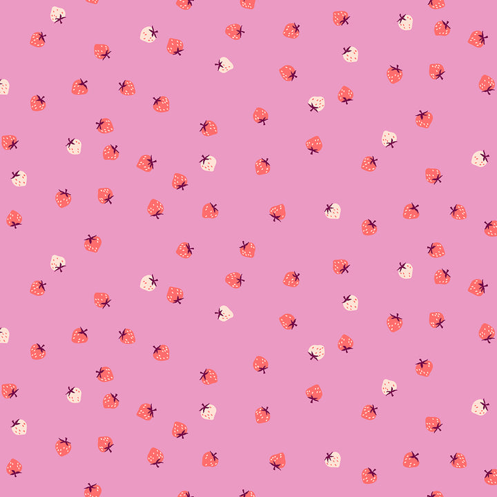 Moderni mansikkakuvioinen puuvillakangas tilkkutöihin, Ruby Star Society