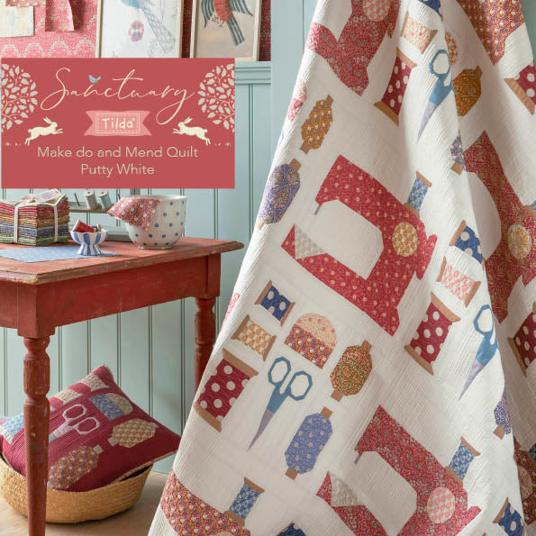 Tilda Creating Sanctuary- Gör och gör Quilt (Kittvit)- Quiltningsinstruktioner GRATIS