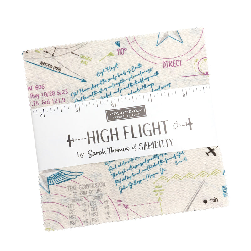 Saridity High Flight 5” Charm kangasnippu, moderni puuvillainen tilkkutyökangas, RP-moderni