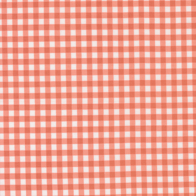 Sweetwater Lucky Gingham Flower -puuvillakangas, korallinen gingham-ruutukuvioinen kangas