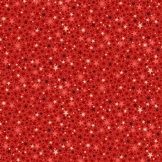 The Nutcracker 225-QG Twinkle Red punainen jouluteemainen puuvillakangas, pieni tähtikuvio