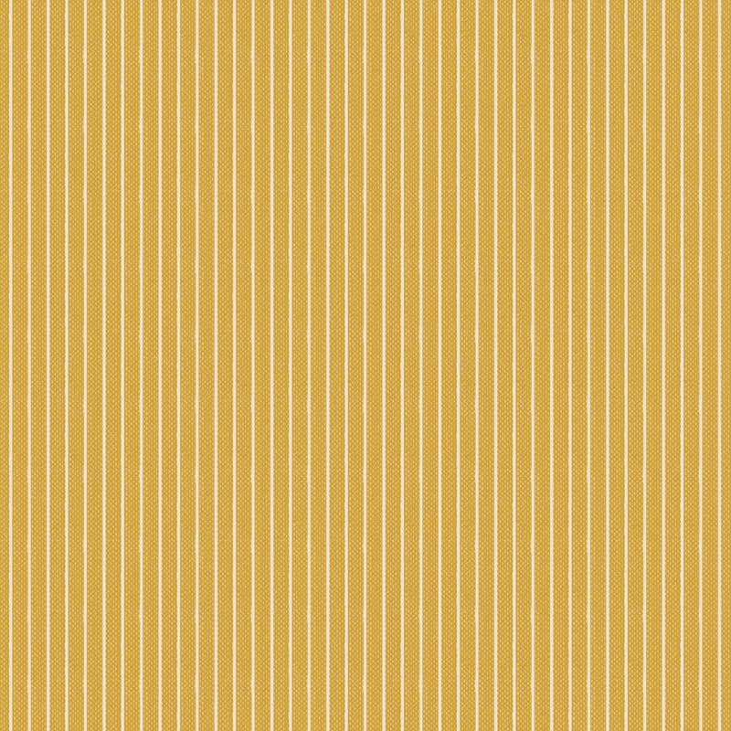 Tilda Creating Memories 160062 Stripe Yellow - Kevät lankavärjätty puuvillakangas, keltainen chambray-kangas ohuilla raidoilla.