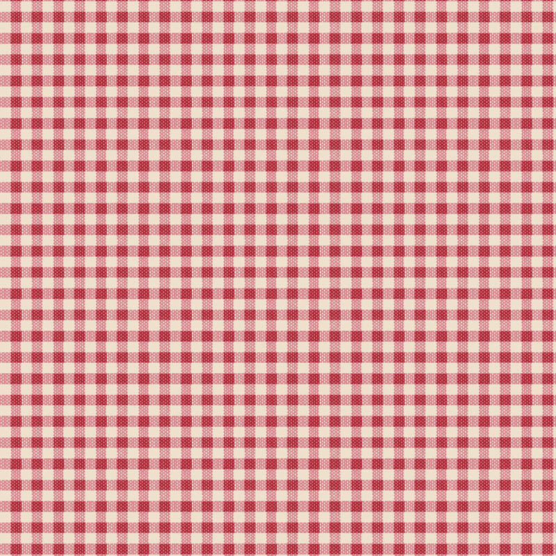 Tilda Creating Memories 160087 Gingham Red - Talvi lankavärjätty puuvillakangas, punainen chambray-kangas pienellä ruudulla.