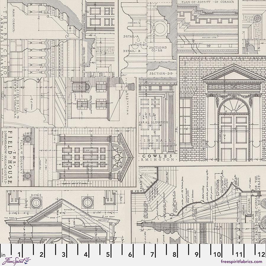 Tim Holtz - Eclectic Elements/Palette Charoal Schematics PWTH317.CHARCOAL puuvillakangas