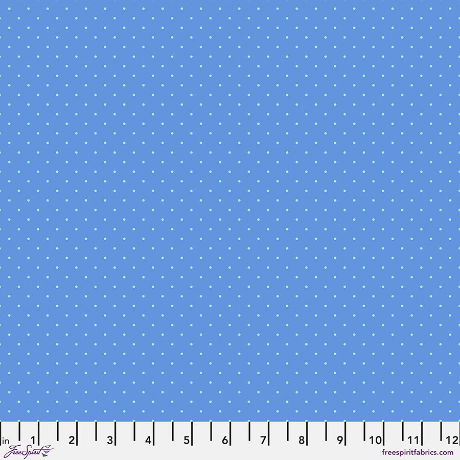 FreeSpirit Fabrics Tula Pink True Colors Tiny Dots Bluebell - 100% puuvillakangas tilkkutöihin, askarteluun ja ompeluprojekteihin