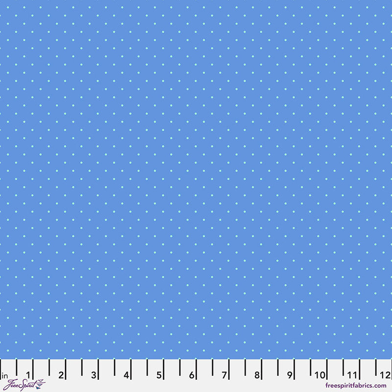 FreeSpirit Fabrics Tula Pink True Colors Tiny Dots Bluebell - 100% puuvillakangas tilkkutöihin, askarteluun ja ompeluprojekteihin