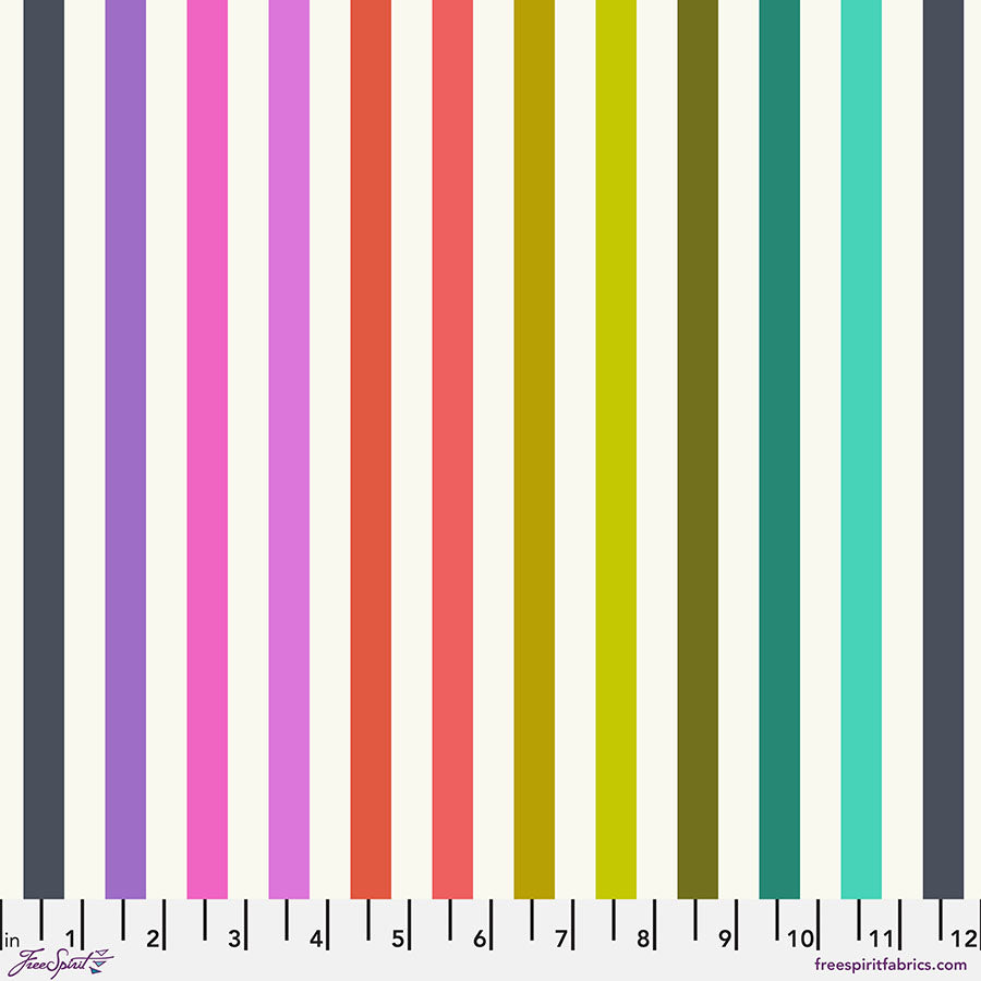 Tula Pink Tabby Road (Deja Vu) - Disco Stripe Prism PWTP231.PRISM puuvillakangas, raidallinen ja värikäs kuosi, täydellinen tilkkutöihin ja ompeluprojekteihin