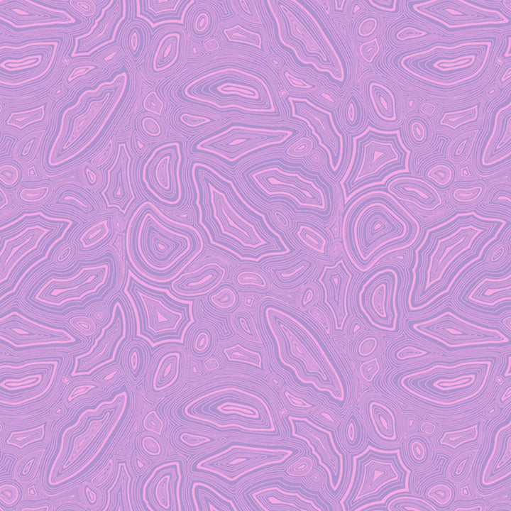 Kuvassa Tula Pinkin True Colors kokoelman Mineral Opal -puuvillakangas lilassa sävyssä. Mineraalimainen, orgaaninen kuvio.