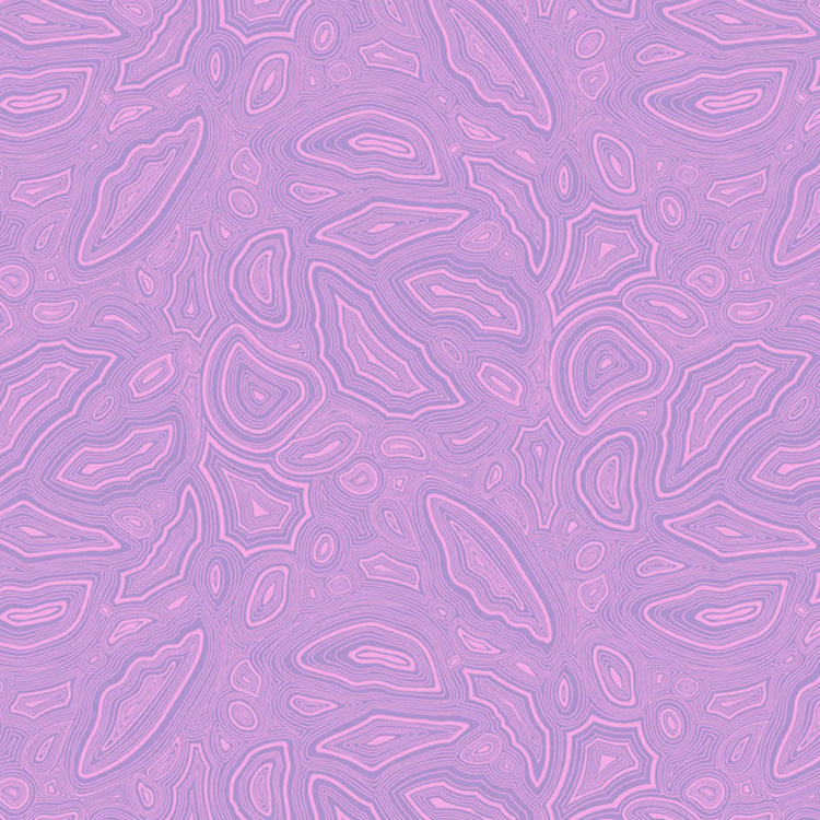 Kuvassa Tula Pinkin True Colors kokoelman Mineral Opal -puuvillakangas lilassa sävyssä. Mineraalimainen, orgaaninen kuvio.