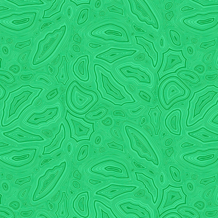 Kuvassa Tula Pinkin True Colors -kokoelman Mineral Emerald -puuvillakangas vihreässä sävyssä. Mineraalimainen, orgaaninen kuvio.