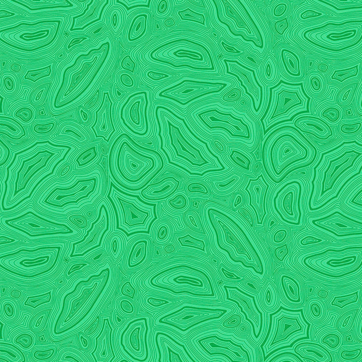 Kuvassa Tula Pinkin True Colors -kokoelman Mineral Emerald -puuvillakangas vihreässä sävyssä. Mineraalimainen, orgaaninen kuvio.