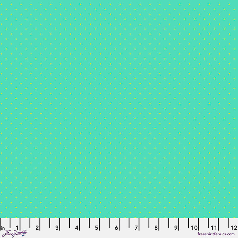 FreeSpirit Fabrics Tula Pink True Colors Tiny Dots Peacock - 100% puuvillakangas tilkkutöihin, askarteluun ja ompeluprojekteihin.