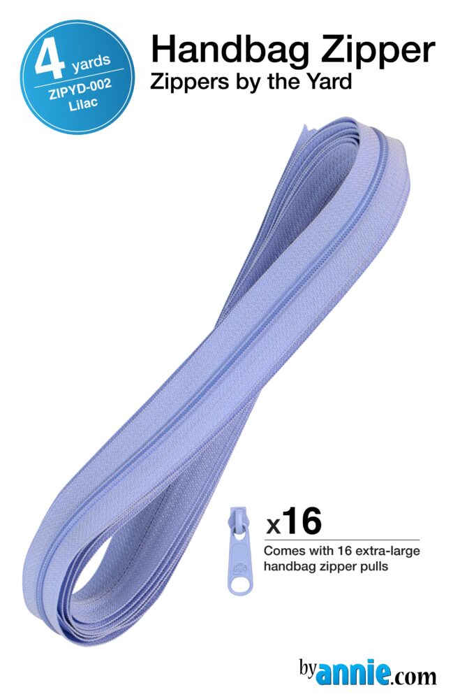 ByAnne Vetoketju 365 cm, väri Lilac, sisältää 16 vedintä, täydellinen laukkuihin ja käsilaukkuihin