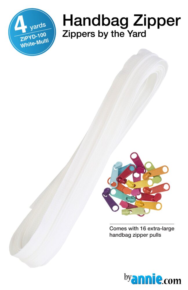 ByAnne Vetoketju 365 cm, väri Valkoinen Multi, sisältää 16 vedintä, täydellinen laukkuihin ja käsilaukkuihin
