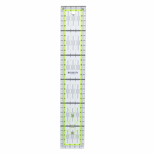 Bohin tilkkutyöviivain, 5x30 cm, laserkaiverretut mitat, musta ja fluoresoiva keltainen