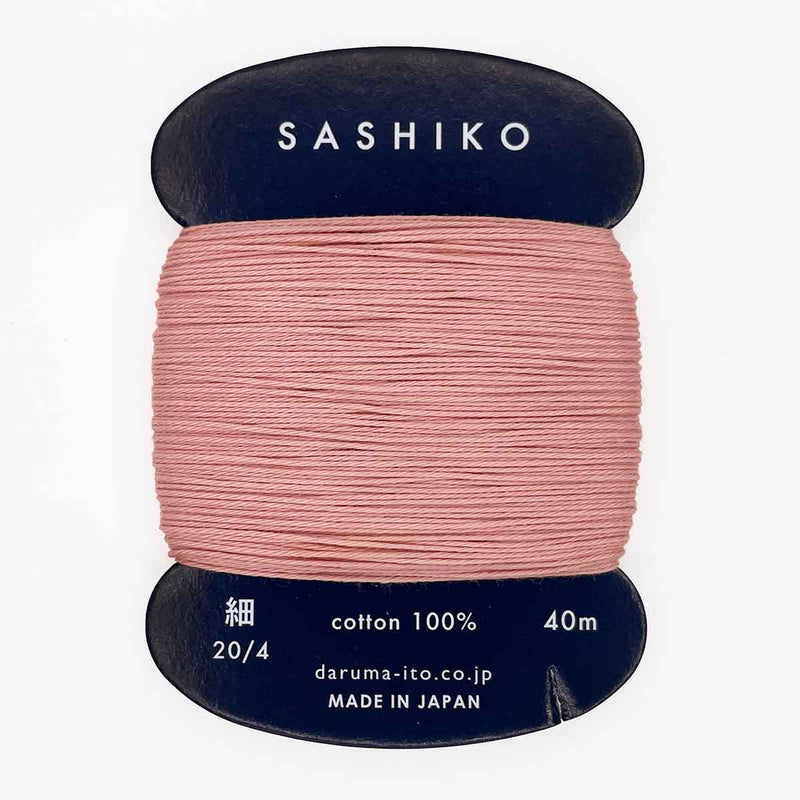 DARUMA Sashiko-kirjontalanka kortilla – Vanha roosa #211, 40m japanilainen puuvillalanka