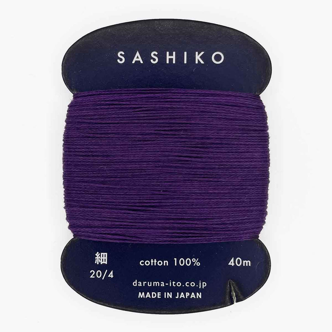 DARUMA Sashiko-kirjontalanka kortilla – Syvä violetti #223, 40m japanilainen puuvillalanka
