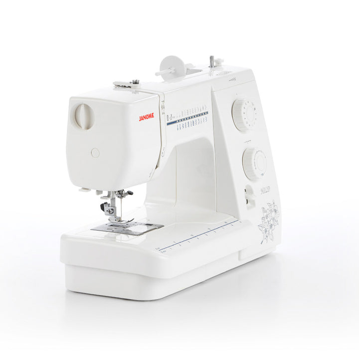 Janome Hild 525S sisältää 23 ommelta, automaattisen napinläven ja säädettävän paininjalan puristuksen.