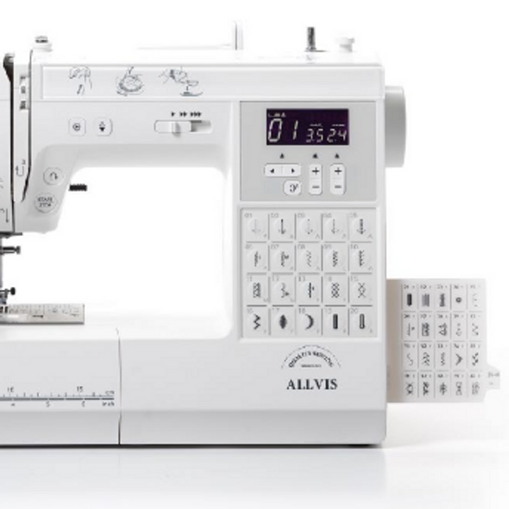 Janome Allvis 740DC elektroninen ompelukone kouluille ja harrastajille – 40 ommelta, LED-valo, LCD-näyttö ja 5 vuoden takuu.
