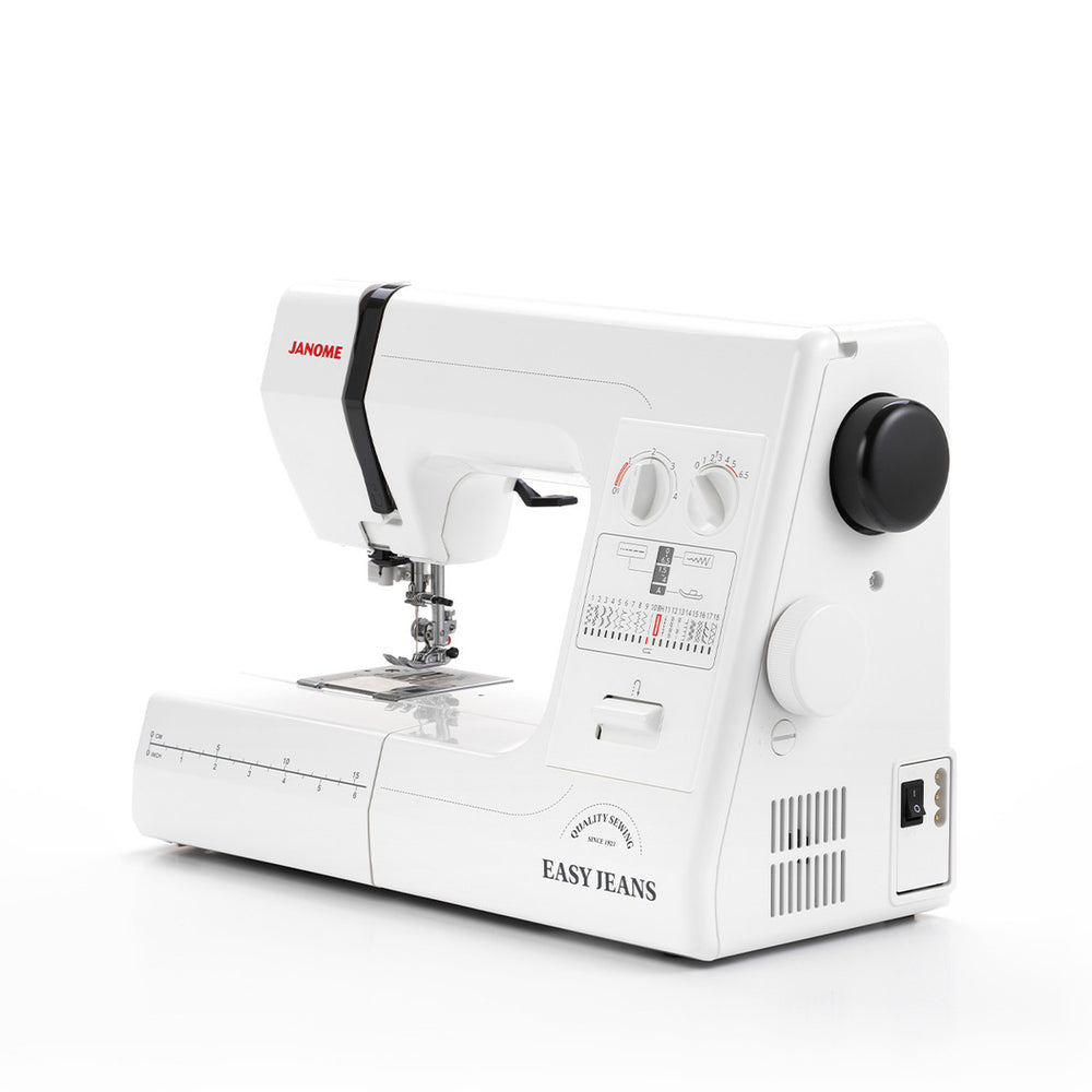 Janome Easy Jeans 1800 -ompelukone, vahva ja monipuolinen kone vaatteiden, tilkkutöiden ja paksujen kankaiden ompeluun.