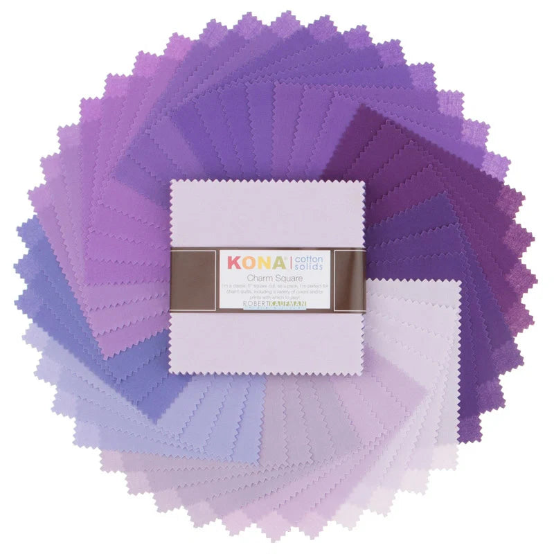 Kona Cotton Solids – Levender Fields -paletti Charm Pack | Robert Kaufman