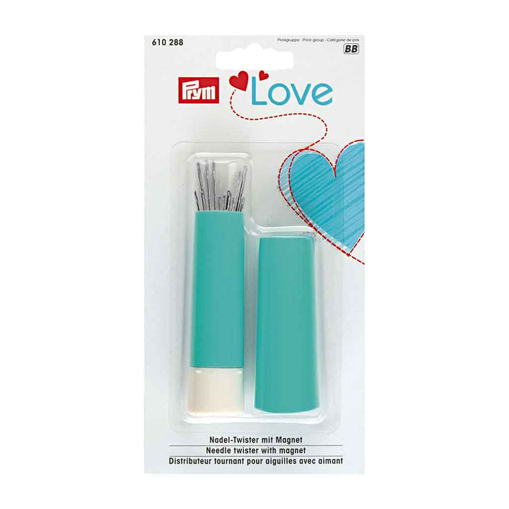 Prym Love Needle Twister silmäneulojen säilytysputki neuloilla