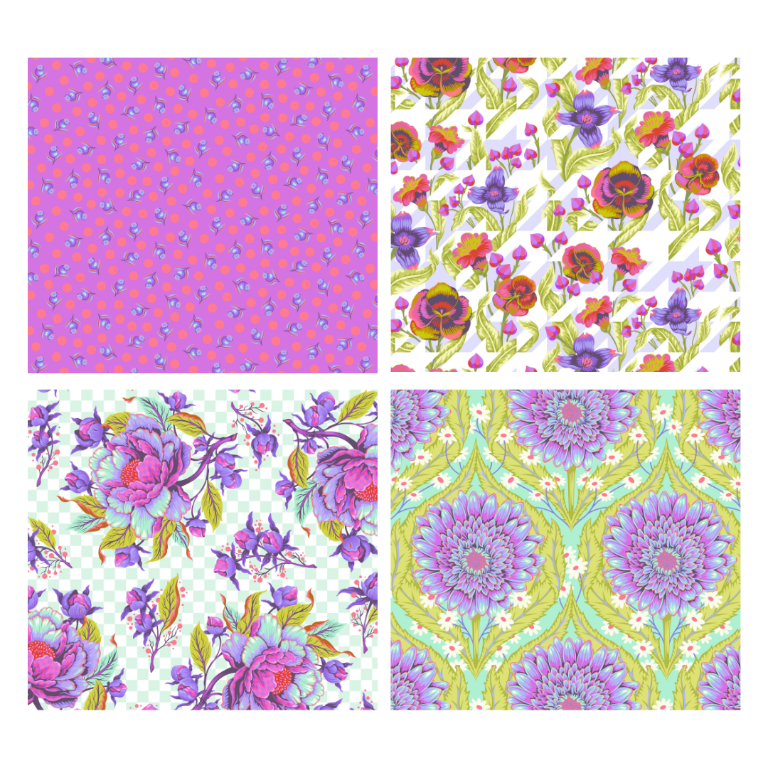 Tula Pink Untamed (neon) Nova Fat Quarter -nippu 4 kpl
