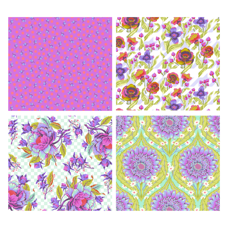 Tula Pink Untamed (neon) Nova Fat Quarter -nippu 4 kpl