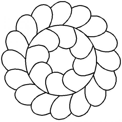 Q-Stencil Feather Circle 5" 57 -tikkauskuvion piirtokaavain sapluuna