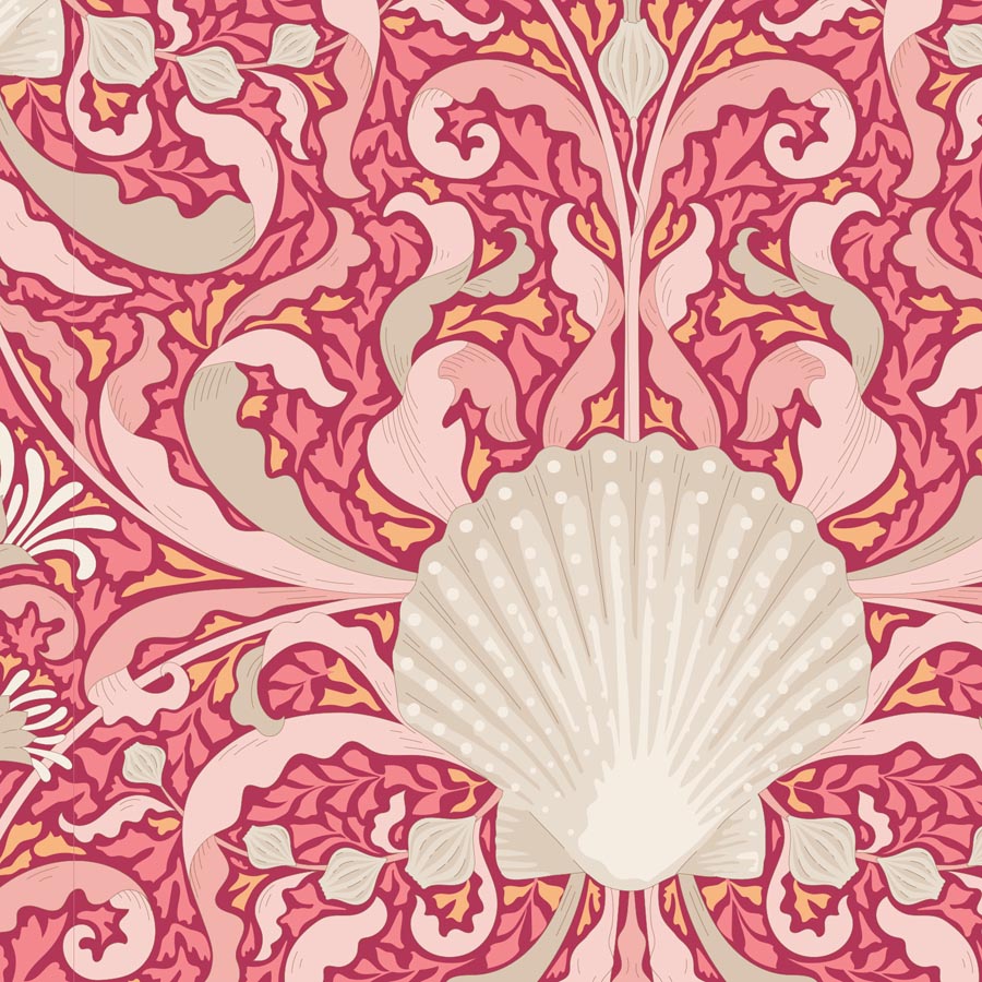 Tilda, Cotton Beach 100321 Scallop Shell Coral puuvillakangas