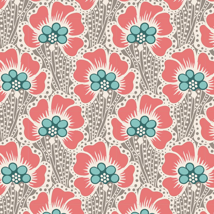 Tilda, Cotton Beach 100330 Ocean Flower Grey puuvillakangas
