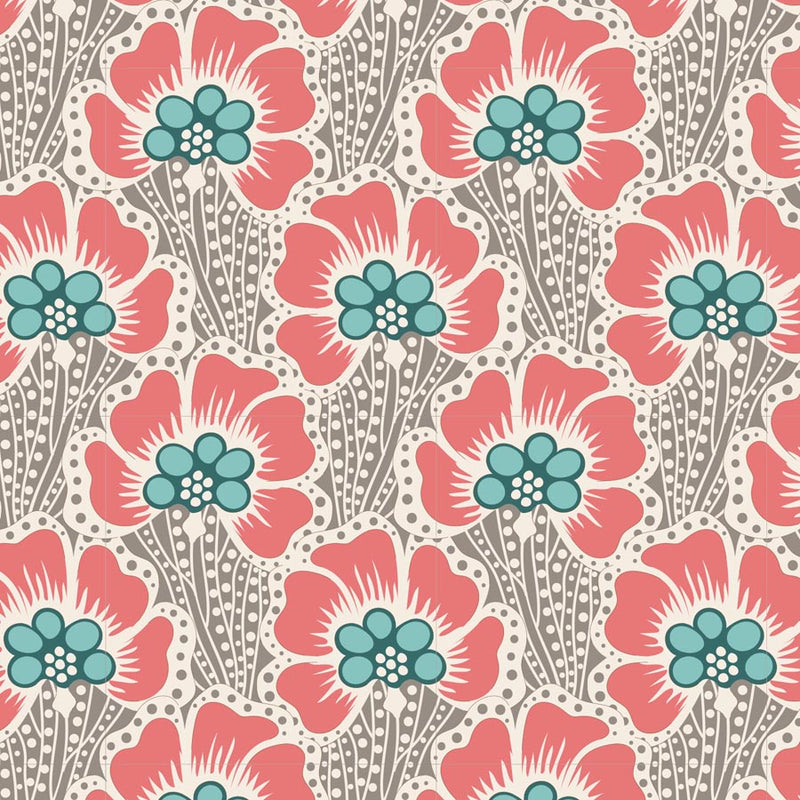 Tilda, Cotton Beach 100330 Ocean Flower Grey puuvillakangas