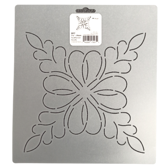 Q-Stencil Feathered Hearts EK97 7½" -tikkauskuvion piirtokaavain sapluuna