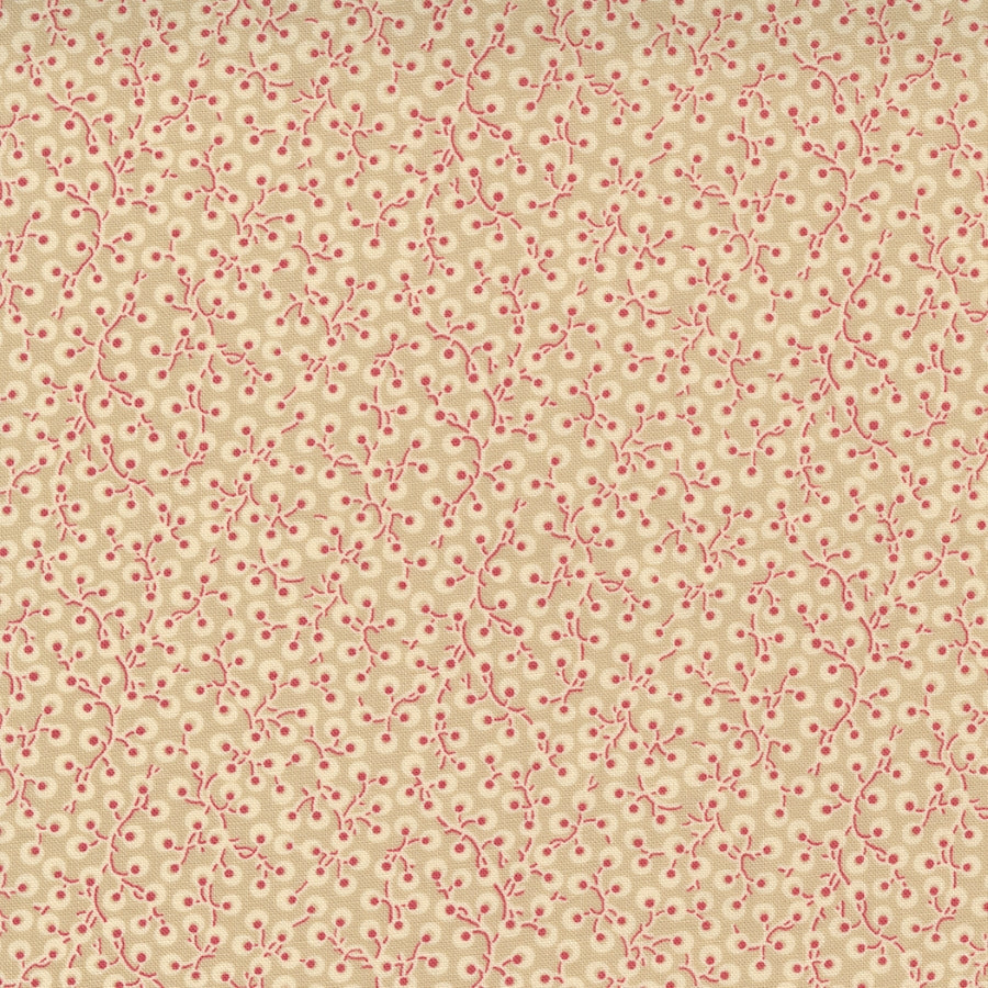 French General, La Vie Boheme 13907-16 Oyster French Red cotton fabric