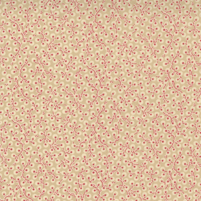 French General, La Vie Boheme 13907-16 Oyster French Red cotton fabric