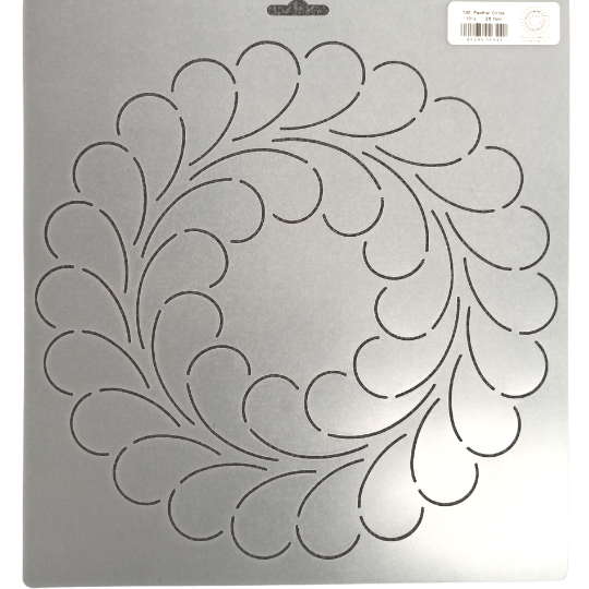 Q-Stencil Feather Circle 10.5" 342 -tikkauskuvion piirtokaavain sapluuna