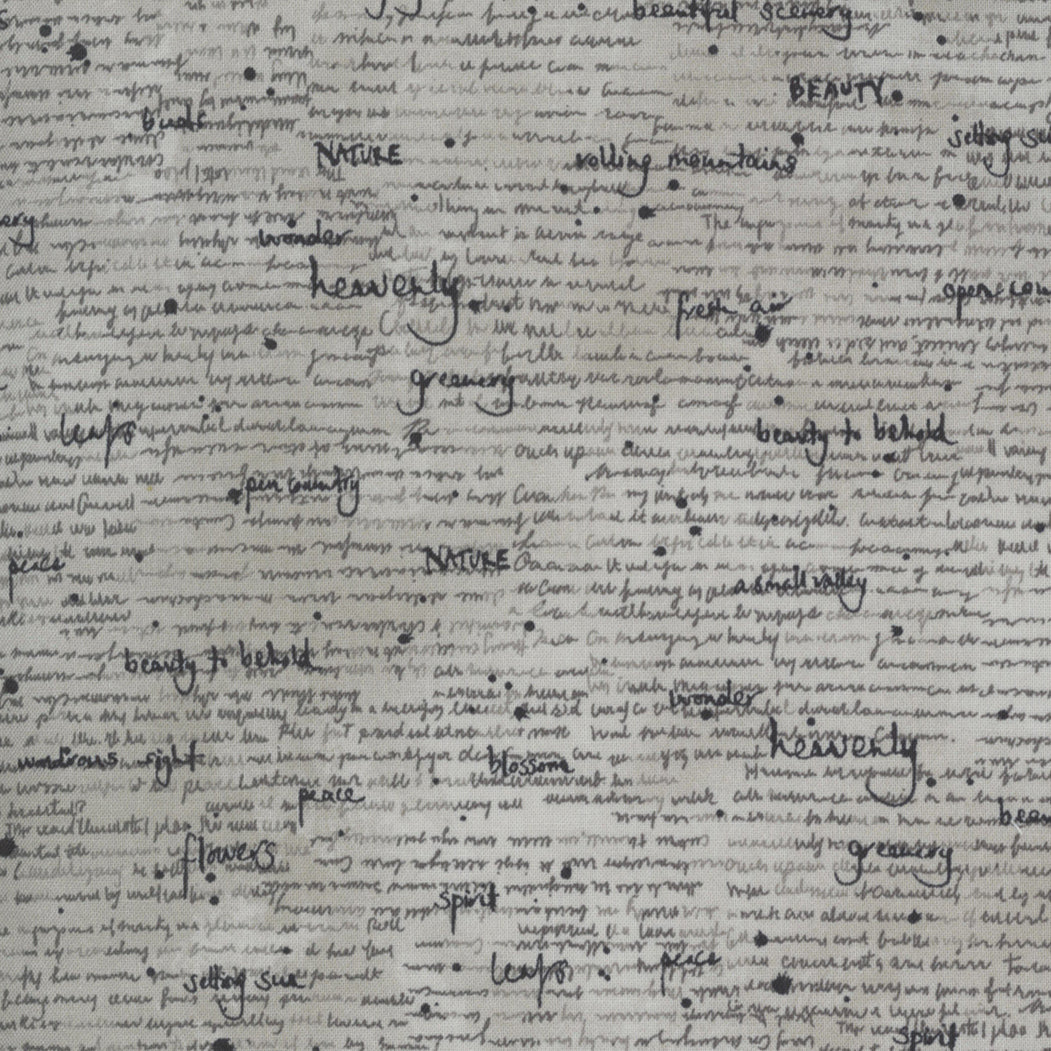 Janet Clare Botanicals Notes Vintage grey 16913-13 puuvillakangas