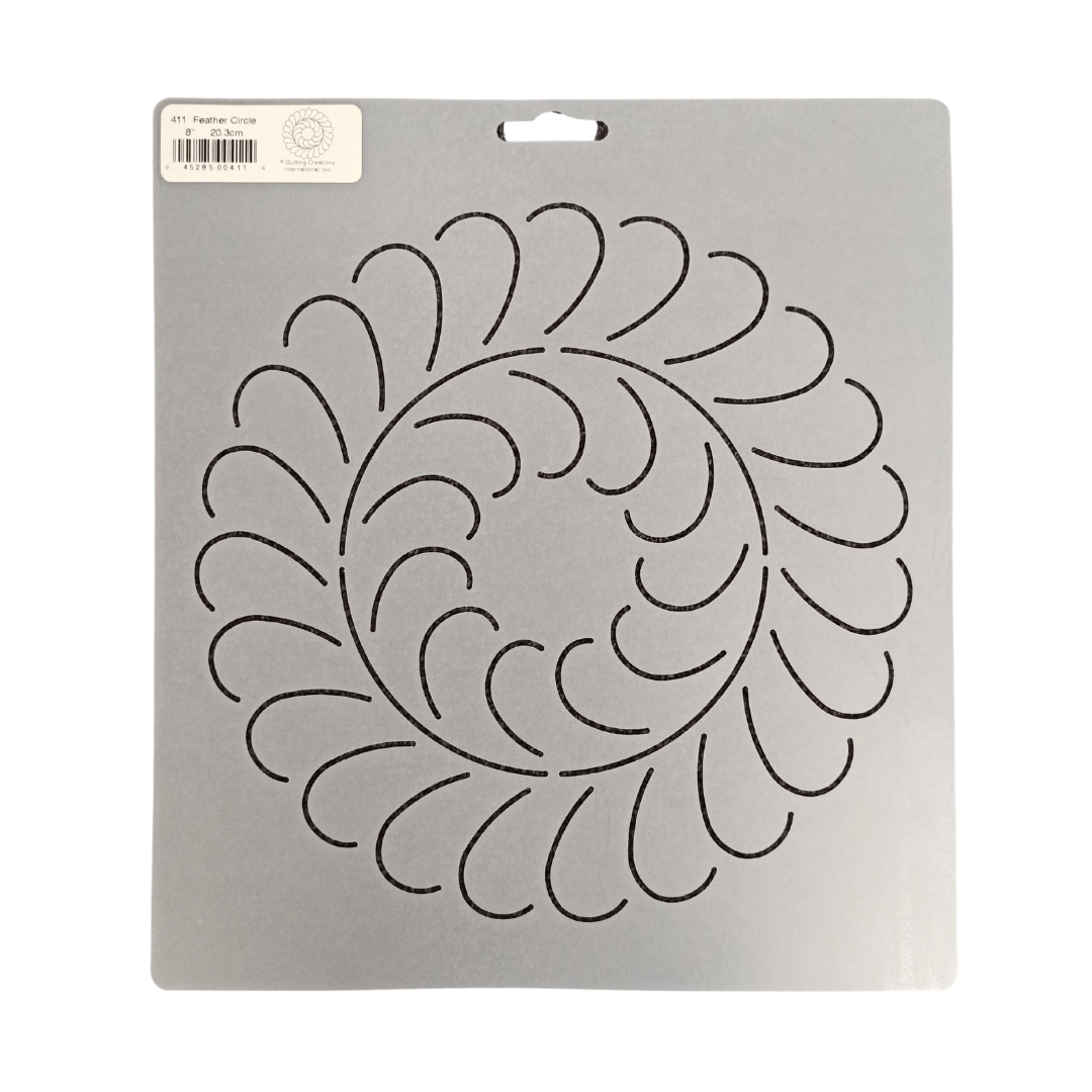 Q-Stencil Feather Circle 8" 0411 -tikkauskuvion piirtokaavain sapluuna