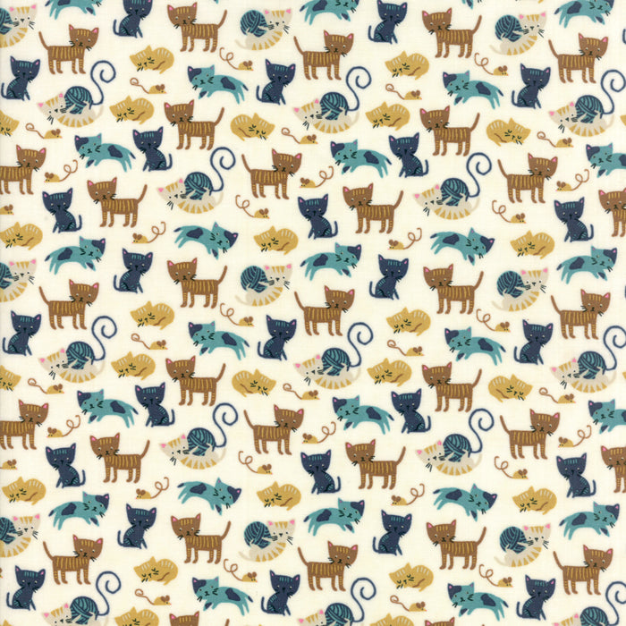 Stacy Iest Hsu - Woof Woof Meow 20564-21 - Navy Cream puuvillakangas