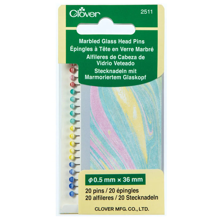 Clover Marbled Glasshead Pins 2511 - lasipäinen nuppineula