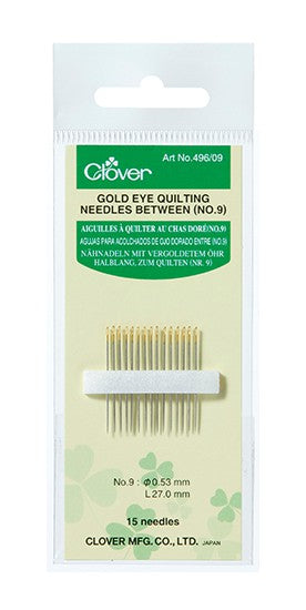 Clover Gold Eye Quilting Needles Between No:9 496/09, tilkkutyö-neulat