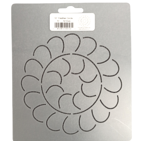 Q-Stencil Feather Circle 5" 57 -tikkauskuvion piirtokaavain sapluuna