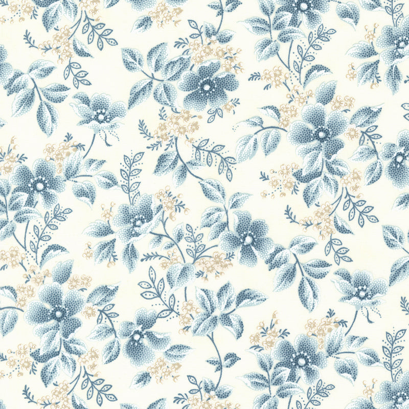 Tutustu 3 Sisters -suunnittelijan Cascade-kokoelman Delicate Blossoms Cloud Sky -puuvillakankaaseen. Tämä luonnonvalkoinen-sininen kangas, jossa on kaunis kukkaiskuvio, tuo tilkkutöihin ja käsitöihin ajattoman tyylikkyyden. Tilaa nyt!
