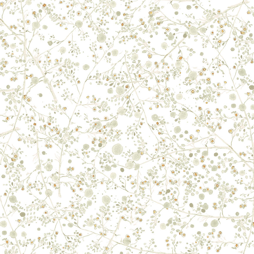Dawn Rosengren, Little Ones - Small Vine and Buds - Cream 442-6 puuvillakangas